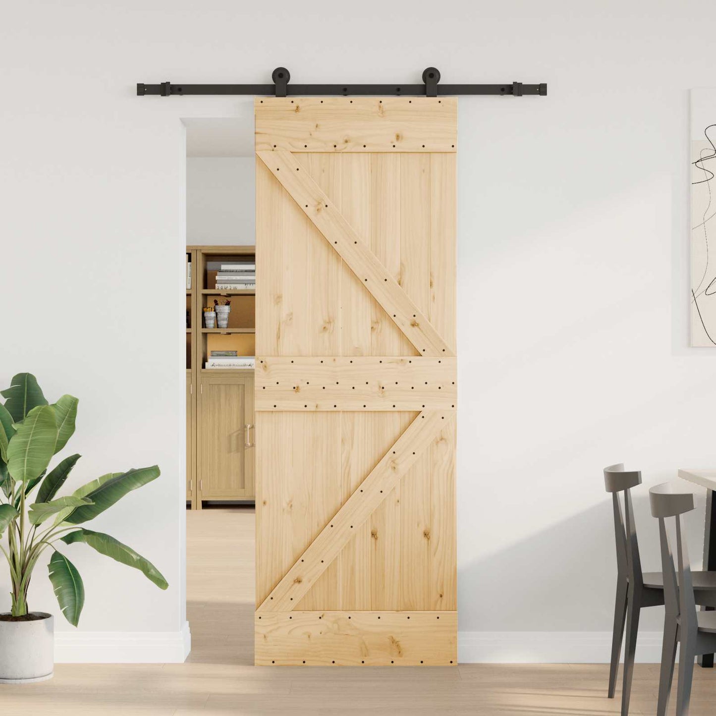 Sliding Door NARVIK 70 x 210 cm (152.5 cm) Natural and Black