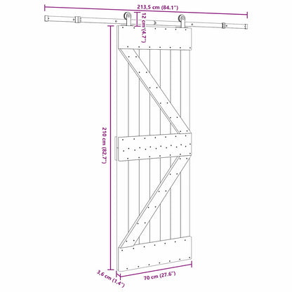 Sliding Door NARVIK Natural and Black 70 x 210 cm (213.5 cm)