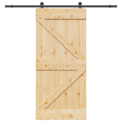 Sliding Door NARVIK Natural and Black 80 x 210 cm (213.5 cm)