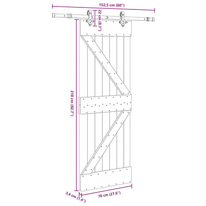 Sliding Door NARVIK Natural and Black 70 x 210 cm (152.5 cm)