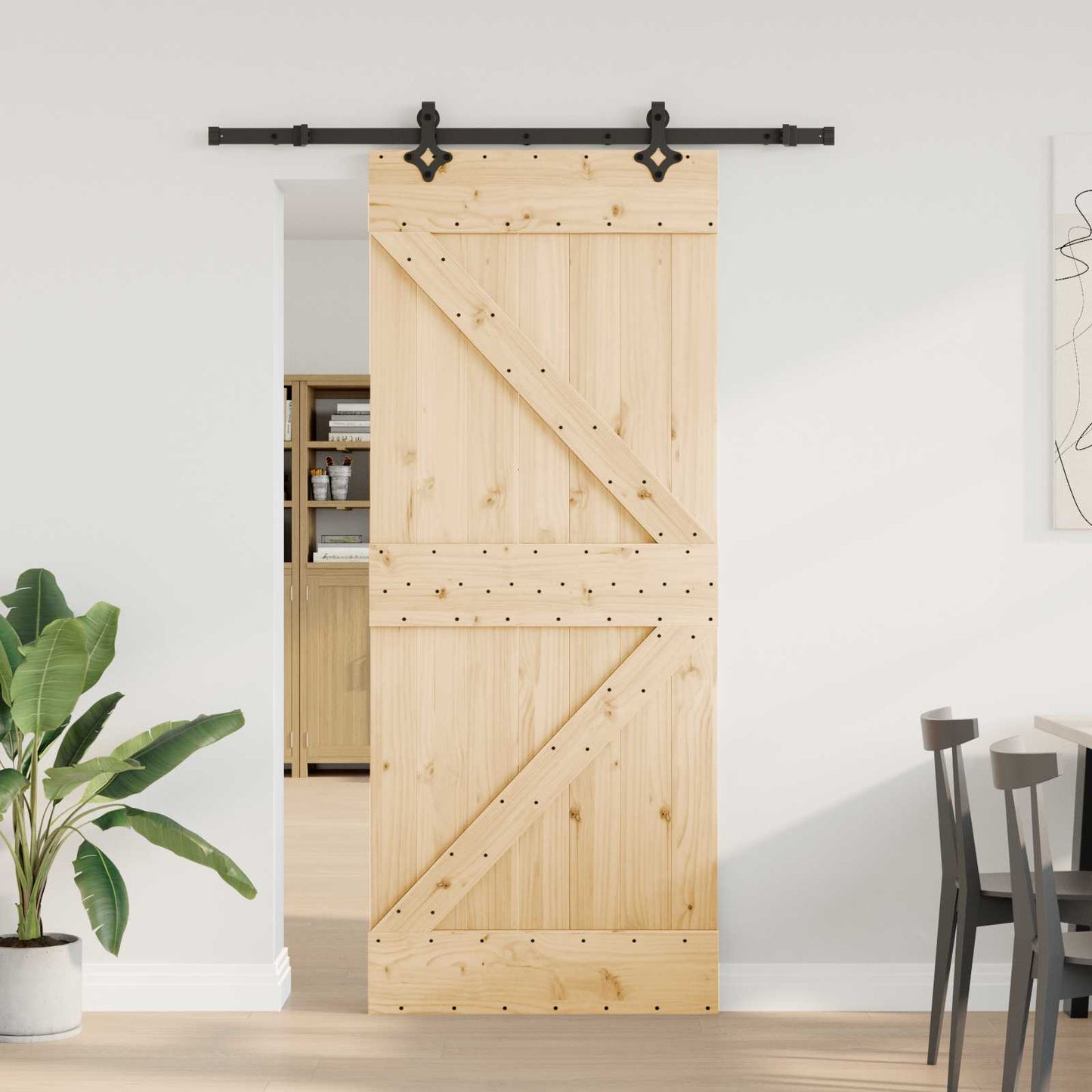 Sliding Door NARVIK Natural and Black 85 x 210 cm (152.5 cm)