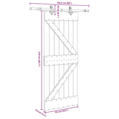 Sliding Door NARVIK Natural and Black 85 x 210 cm (152.5 cm)