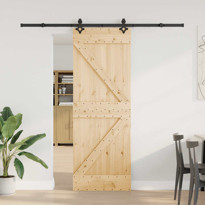 Sliding Door NARVIK Natural and Black 70 x 210 cm (213.5 cm)