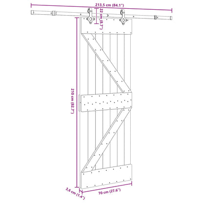 Sliding Door NARVIK Natural and Black 70 x 210 cm (213.5 cm)