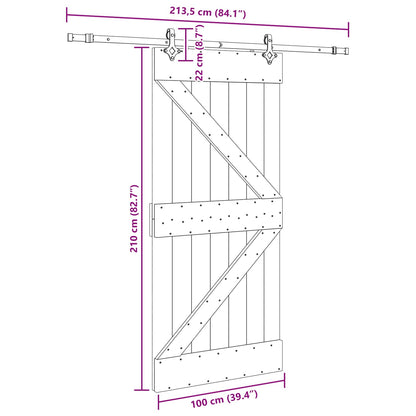 Sliding Door NARVIK Natural and Black 100 x 210 cm (213.5 cm)