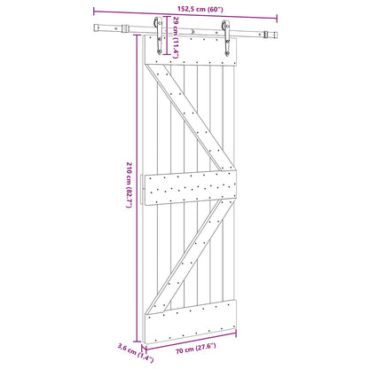 Sliding Door NARVIK Natural and Black 70 x 210 cm (152.5 cm)