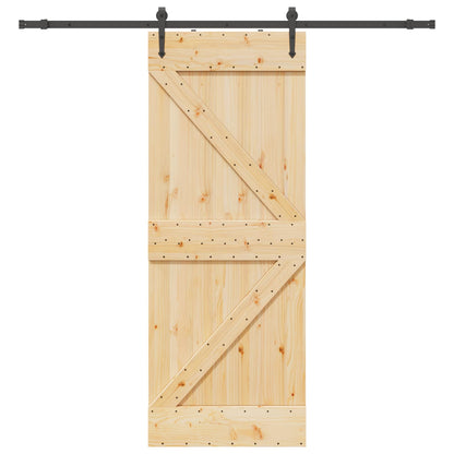Sliding Door NARVIK Natural and Black 80 x 210 cm (213.5 cm)