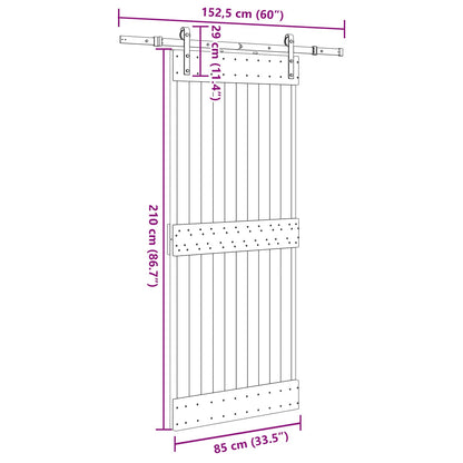 Sliding Door NARVIK Natural and Black 85 x 210 cm (152.5 cm)