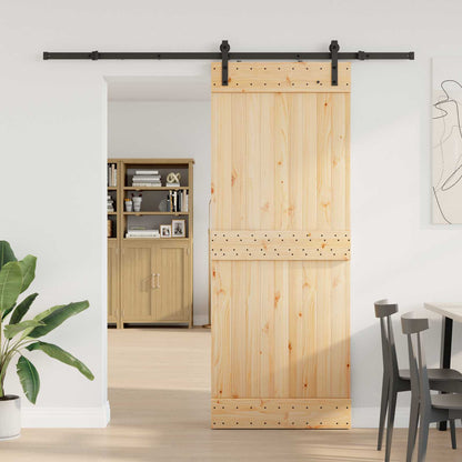 Sliding Door NARVIK Natural and Black 80 x 210 cm (213.5 cm)