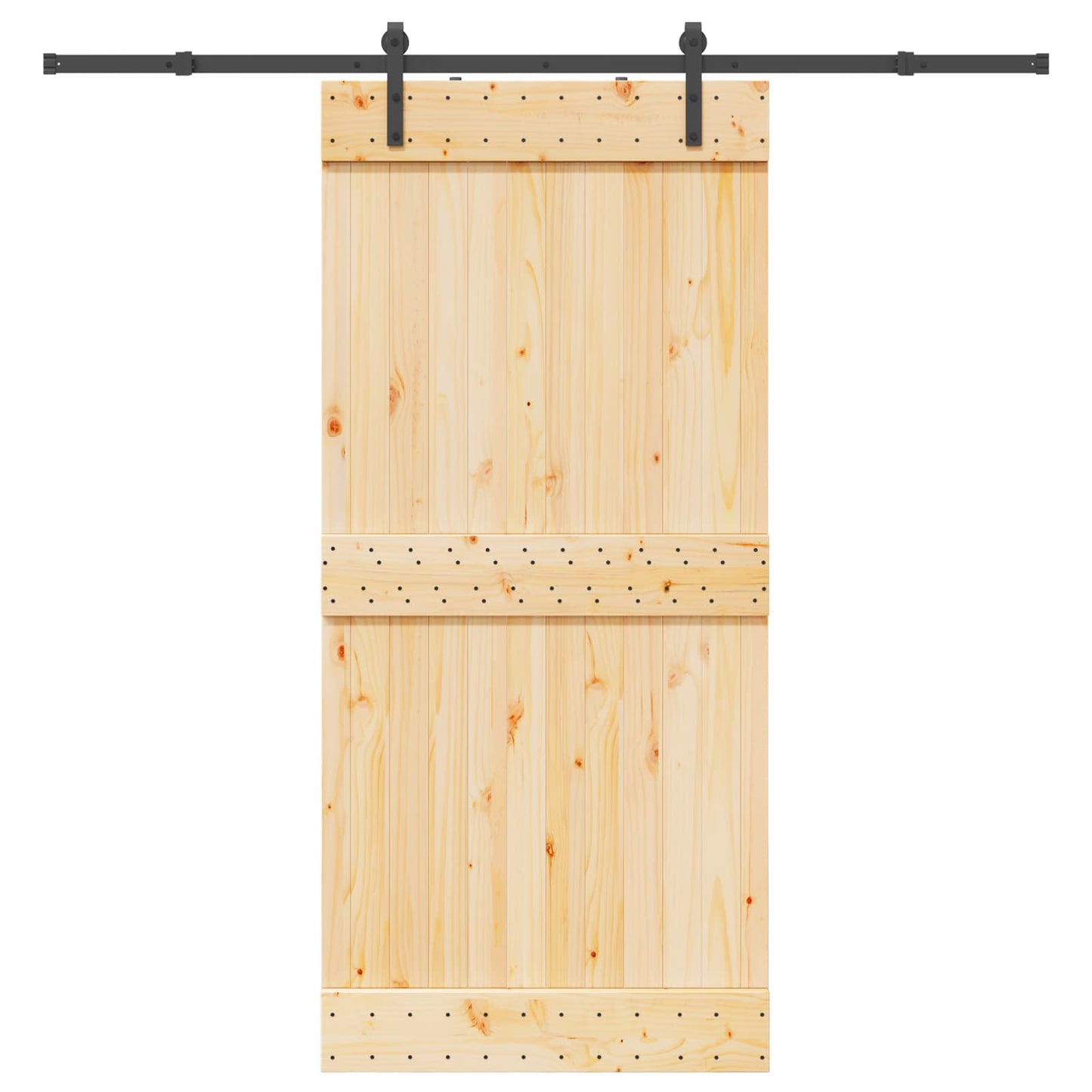 Sliding Door NARVIK Natural and Black 95 x 210 cm (213.5 cm)