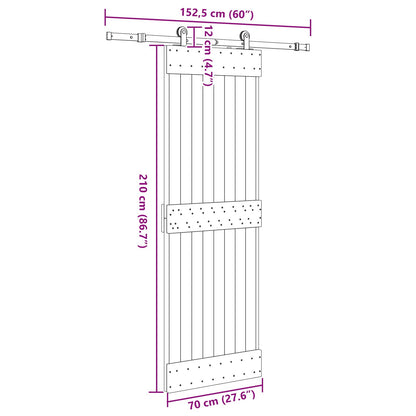 Sliding Door NARVIK Natural and Black 70 x 210 cm (152.5 cm)