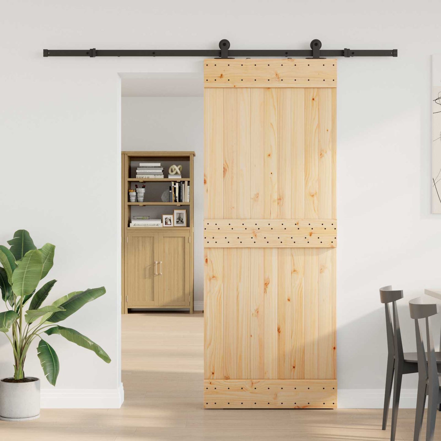 Sliding Door NARVIK 80 x 210 cm (213.5 cm) Natural and Black