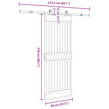 Sliding Door NARVIK 80 x 210 cm (213.5 cm) Natural and Black