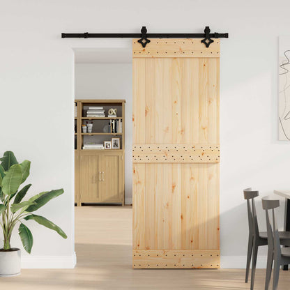 Sliding Door NARVIK Natural and Black 80 x 210 cm (152.5 cm)