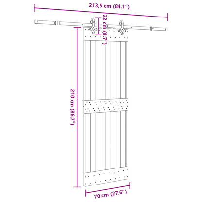 Sliding Door NARVIK Natural and Black 70 x 210 cm (213.5 cm)