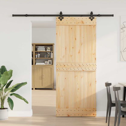 Sliding Door NARVIK Natural and Black 85 x 210 cm (213.5 cm)