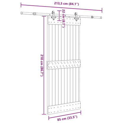 Sliding Door NARVIK Natural and Black 85 x 210 cm (213.5 cm)