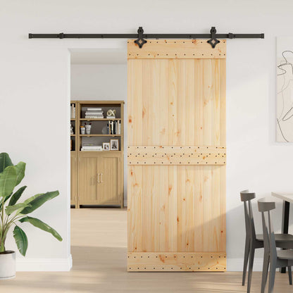 Sliding Door NARVIK Natural and Black 90 x 210 cm (213.5 cm)