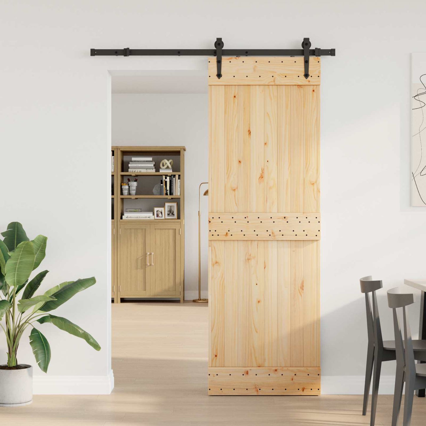 Sliding Door NARVIK Natural and Black 70 x 210 cm (152.5 cm)