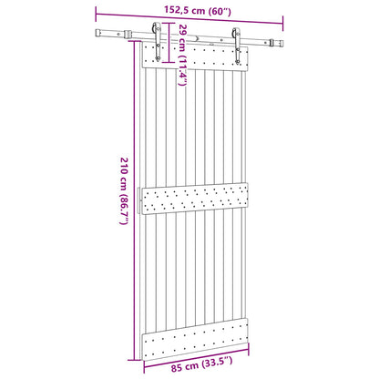 Sliding Door NARVIK Natural and Black 85 x 210 cm (152.5 cm)