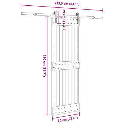 Sliding Door NARVIK Natural and Black 70 x 210 cm (213.5 cm)