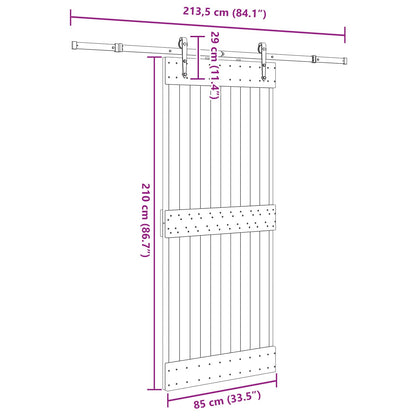 Sliding Door NARVIK Natural and Black 85 x 210 cm (213.5 cm)