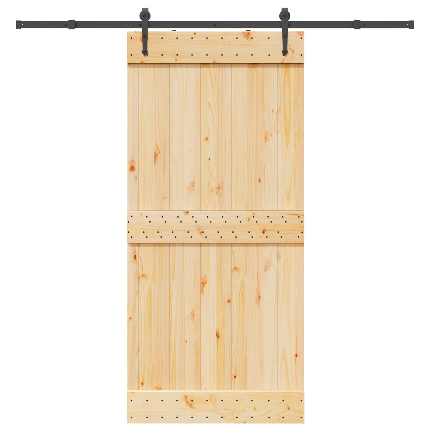 Sliding Door NARVIK Natural and Black 95 x 210 cm (213.5 cm)