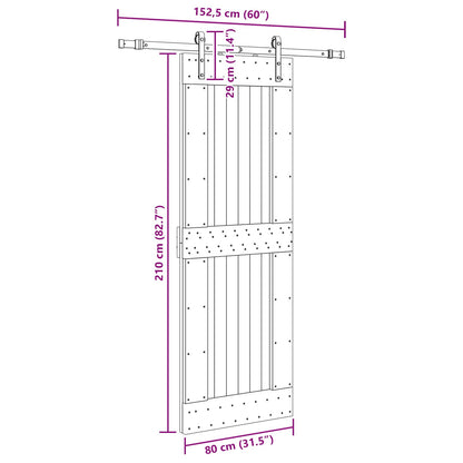 Sliding Door NARVIK Natural and Black 80 x 210 cm (152.5 cm)