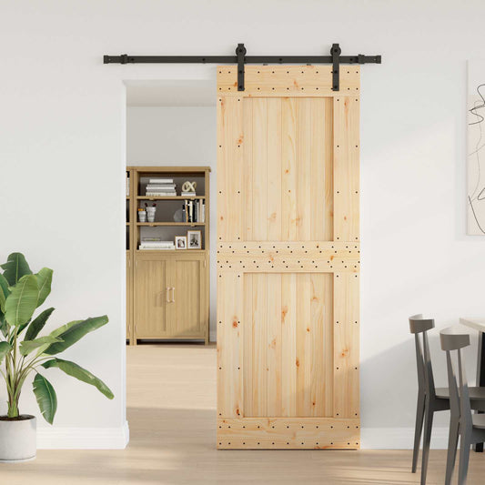 Sliding Door NARVIK 85 x 210 cm (152.5 cm) Natural and Black