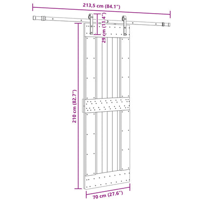 Sliding Door NARVIK Natural and Black 70 x 210 cm (213.5 cm)