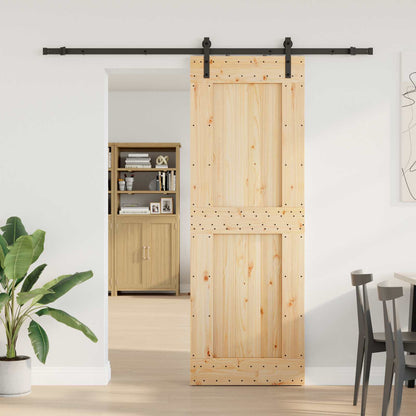 Sliding Door NARVIK Natural and Black 80 x 210 cm (213.5 cm)