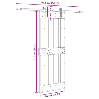 Sliding Door NARVIK Natural and Black 85 x 210 cm (213.5 cm)