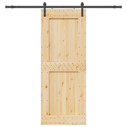 Sliding Door NARVIK Natural and Black 90 x 210 cm (213.5 cm)