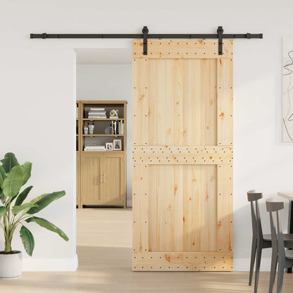 Sliding Door NARVIK Natural and Black 100 x 210 cm (213.5 cm)
