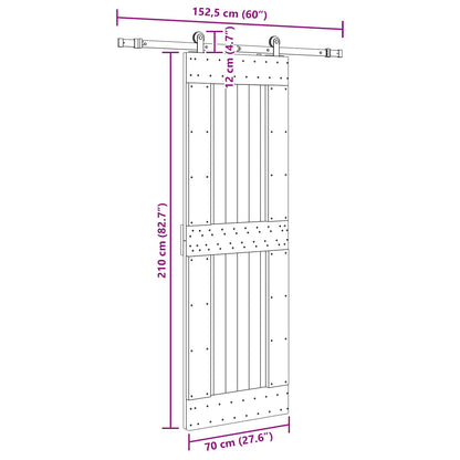Sliding Door NARVIK Natural and Black 70 x 210 cm (152.5 cm)