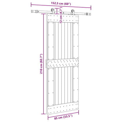 Sliding Door NARVIK Natural and Black 85 x 210 cm (152.5 cm)