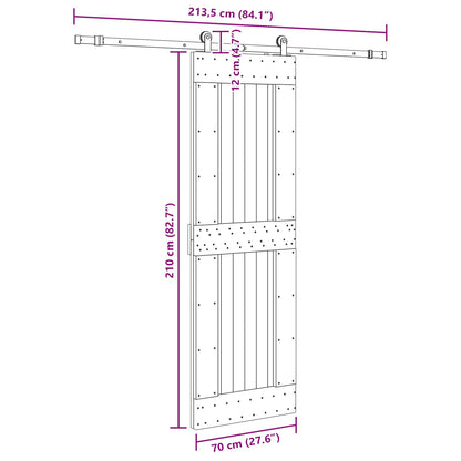 Sliding Door NARVIK Natural and Black 70 x 210 cm (213.5 cm)