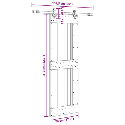 Sliding Door NARVIK Natural and Black 70 x 210 cm (152.5 cm)