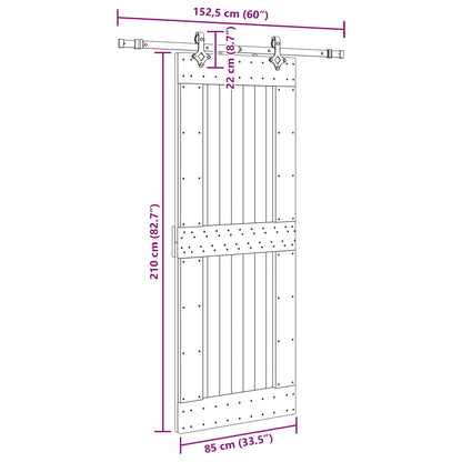 Sliding Door NARVIK Natural and Black 85 x 210 cm (152.5 cm)