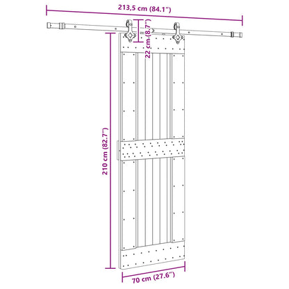 Sliding Door NARVIK Natural and Black 70 x 210 cm (213.5 cm)