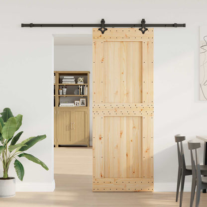 Sliding Door NARVIK Natural and Black 85 x 210 cm (213.5 cm)
