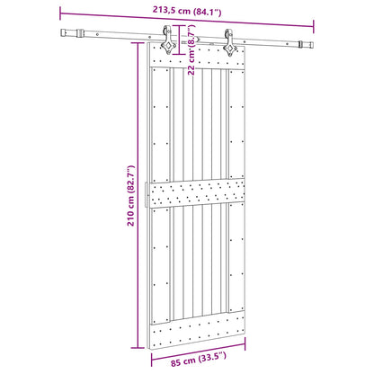 Sliding Door NARVIK Natural and Black 85 x 210 cm (213.5 cm)