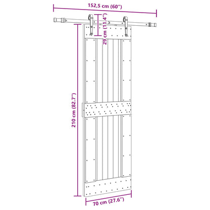 Sliding Door NARVIK Natural and Black 70 x 210 cm (152.5 cm)