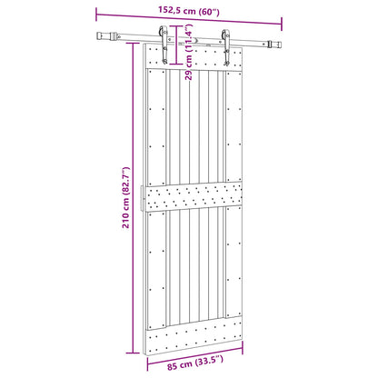 Sliding Door NARVIK Natural and Black 85 x 210 cm (152.5 cm)