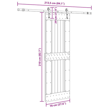 Sliding Door NARVIK Natural and Black 70 x 210 cm (213.5 cm)