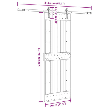 Sliding Door NARVIK Natural and Black 80 x 210 cm (213.5 cm)