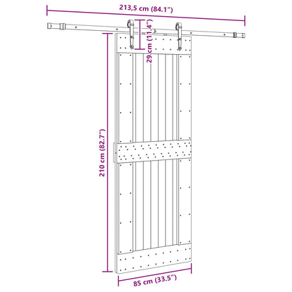 Sliding Door NARVIK Natural and Black 85 x 210 cm (213.5 cm)