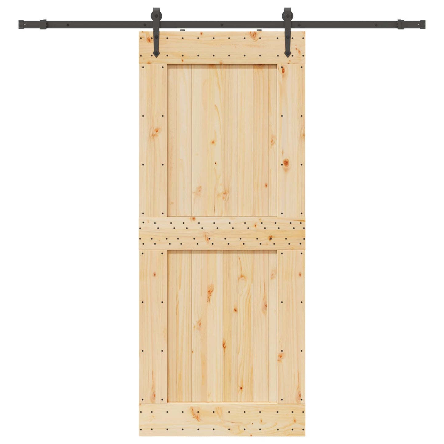 Sliding Door NARVIK Natural and Black 95 x 210 cm (213.5 cm)