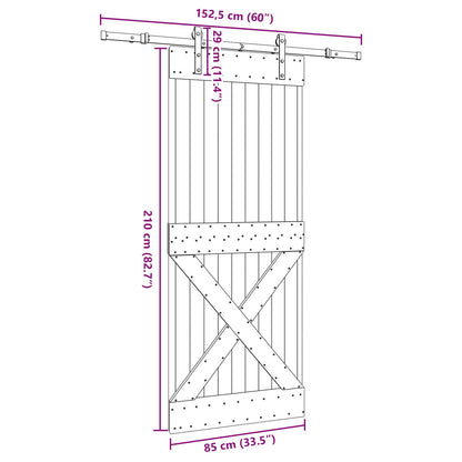 Sliding Door NARVIK Natural and Black 85 x 210 cm (152.5 cm)