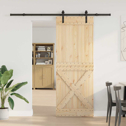 Sliding Door NARVIK Natural and Black 85 x 210 cm (213.5 cm)